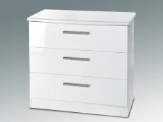 Welcome Welcome Knightsbridge White High Gloss 3 Drawer Low Chest of Drawers (Assembled)