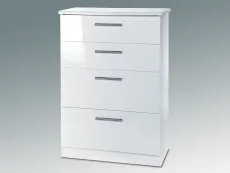 Welcome Welcome Knightsbridge White High Gloss 4 Drawer Deep Chest of Drawers (Assembled)