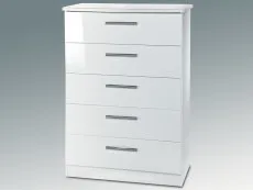 Welcome Welcome Knightsbridge White High Gloss 5 Drawer Chest of Drawers (Assembled)