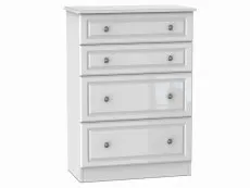 Welcome Welcome Pembroke White High Gloss 4 Drawer Deep Chest of Drawers (Assembled)