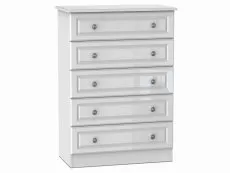 Welcome Welcome Pembroke White High Gloss 5 Drawer Chest of Drawers (Assembled)