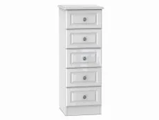 Welcome Welcome Pembroke White High Gloss 5 Drawer Tall Narrow Chest of Drawers (Assembled)