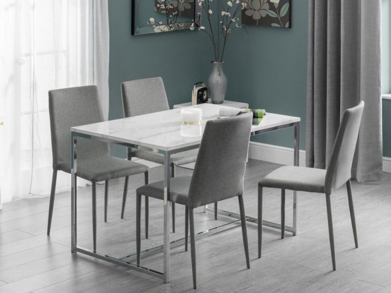 Dunelm Scala Dining Table & 4 Jazz Grey Chairs Silver | 