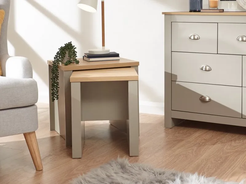 GFW Lancaster Grey and Oak Nest of Tables