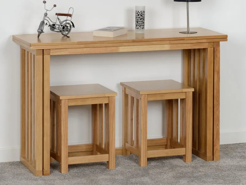 Seconique Richmond Oak Foldaway Extending Dining Table and 2 Stool Set thumbnail