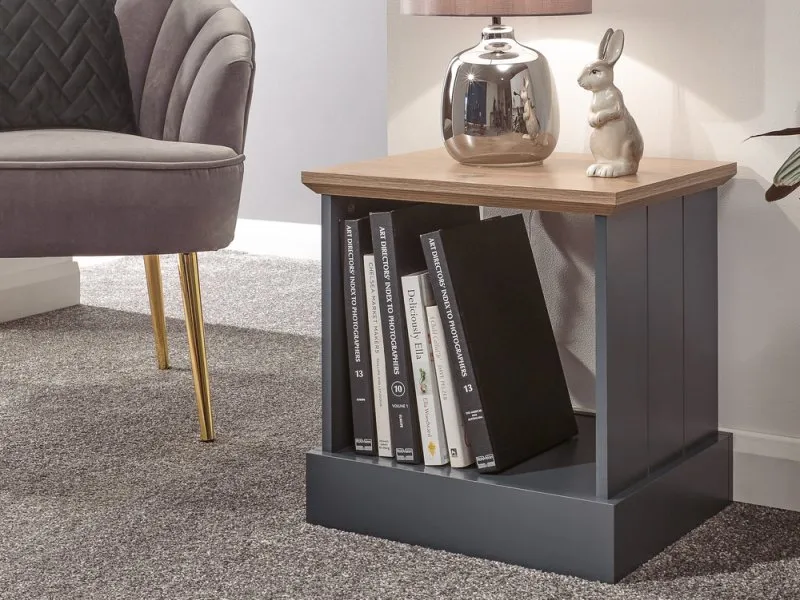 GFW Kendal Slate Blue and Oak Lamp Table