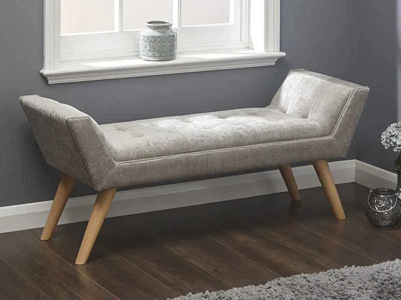 GFW Milan Light Grey Fabric Bench thumbnail