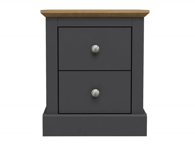 LPD Devon 2 Drawer Charcoal and Oak Bedside Table thumbnail