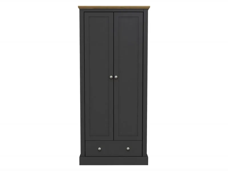 LPD Devon 2 Door 1 Drawer Charcoal and Oak Double Wardrobe thumbnail