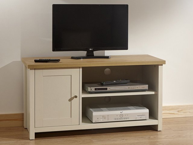 GFW Lancaster Cream and Oak 1 Door Small TV Cabinet Flat Packed