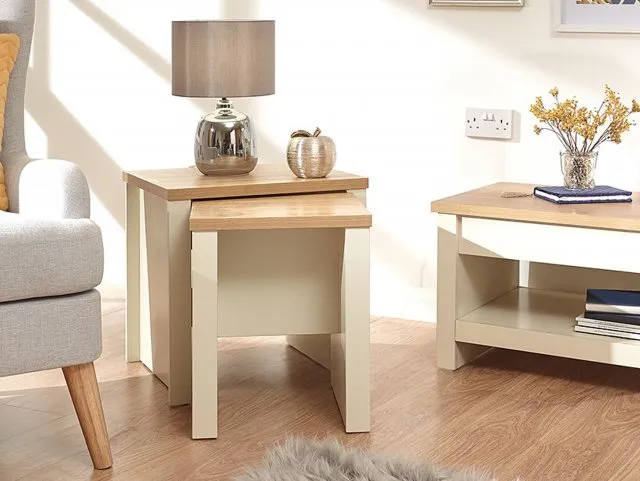 GFW Lancaster Cream and Oak Nest of Tables thumbnail