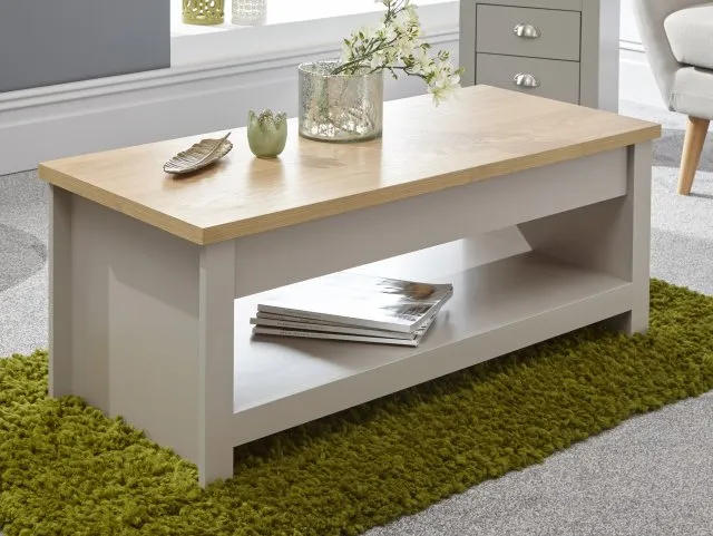 GFW Lancaster Grey and Oak Lift Up Coffee Table