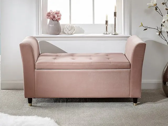 GFW Genoa Pink Fabric Ottoman Window Seat