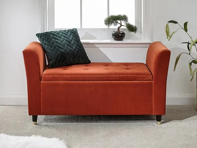 GFW Genoa Russet Orange Fabric Ottoman Window Seat