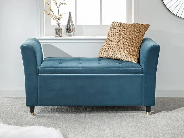 GFW Genoa Teal Fabric Ottoman Window Seat