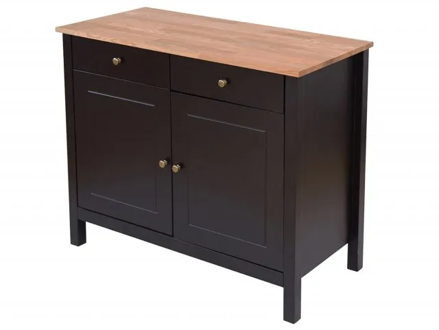LPD Copenhagen Black and Oak 2 Door 2 Drawer Sideboard thumbnail