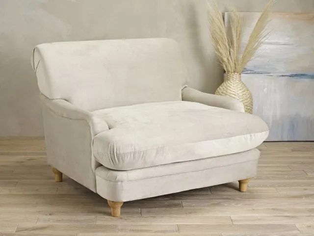 LPD Plumpton Beige Velvet Fabric Chair thumbnail