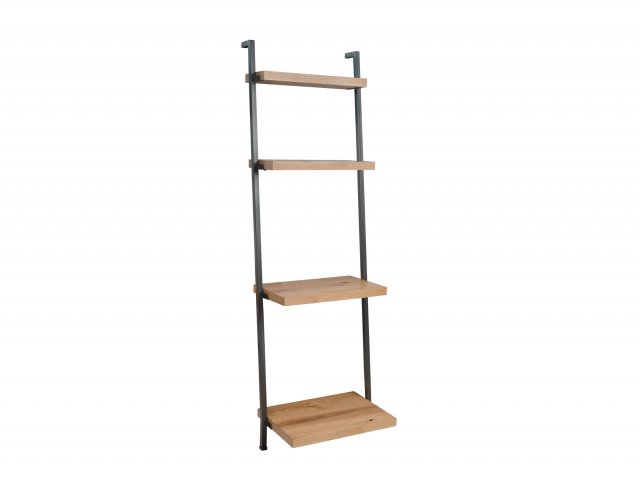 Kenmore Dyce Oak and Black Ladder Bookcase Flat Packed