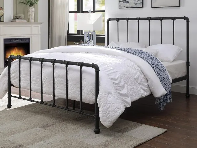 Flintshire Kinnerton 4ft6 Double Sand Blast Black Metal Bed Frame
