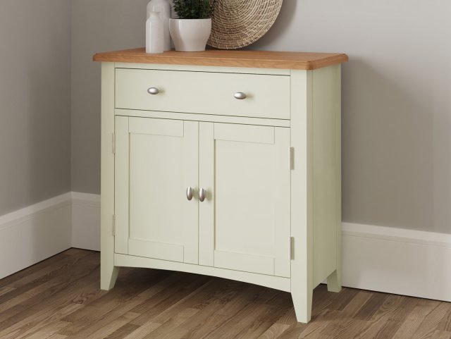 Kenmore Patterdale White and Oak 2 Door 1 Drawer Compact Sideboard Assembled