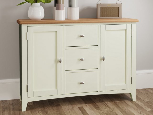 Kenmore Patterdale White and Oak 2 Door 3 Drawer Large Sideboard Assembled