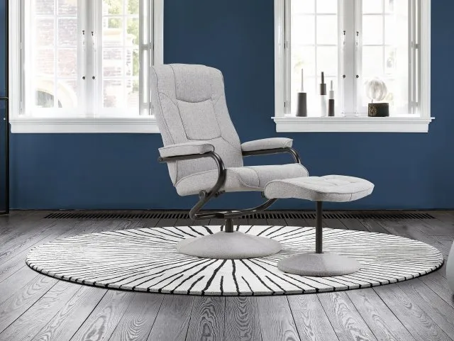 Birlea Memphis Grey Fabric Swivel Chair and Footstool