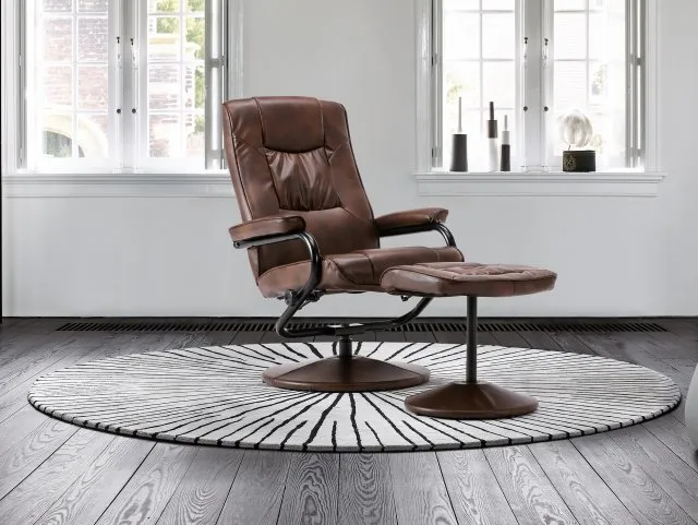 Birlea Memphis Tan Faux Leather Swivel Chair and Footstool