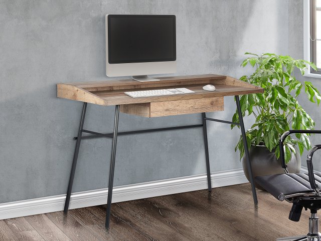 Birlea Urban Rustic 1 Drawer Office Desk With Shelf Flat Packed