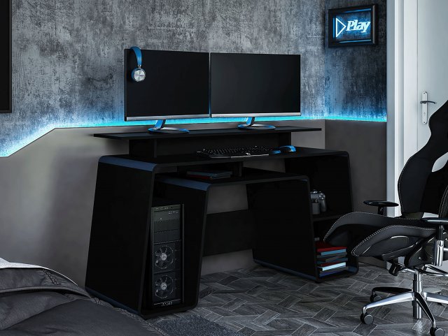 Birlea Onyx Black and Blue Computer Desk