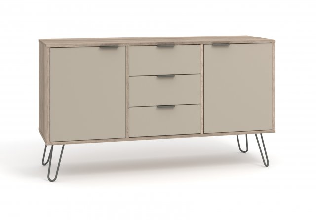 Core Augusta Driftwood and Calico Medium Sideboard with 2 Door 3 Drawer Flat Packed
