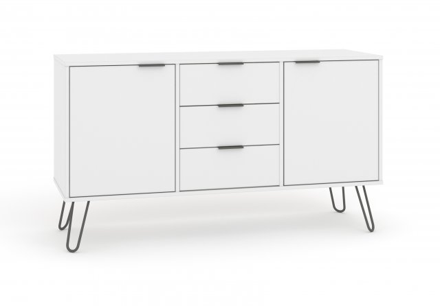 Core Augusta White Medium Sideboard with 2 Door 3 Drawer Flat Packed