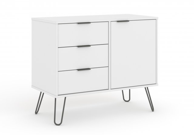 Core Augusta White Small Sideboard with 1 Door 3 Drawer Flat Packed