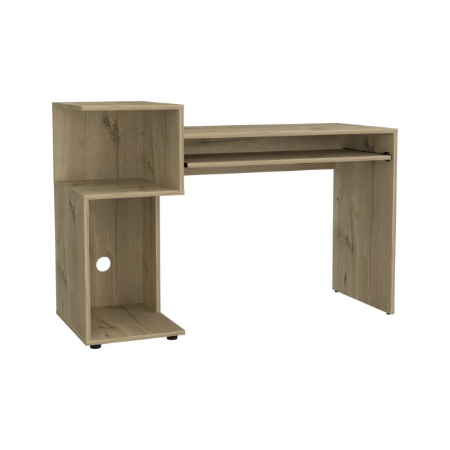 Core Brooklyn Bleached Pine Effect Desk with Low Shelving Unit Left Side Flat Packed
