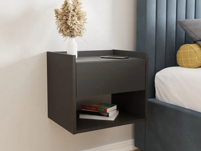 Photos - Storage Сabinet GFW Harmony Black Wall Mounted Pair of Bedside Tables bedsidetables&cabine