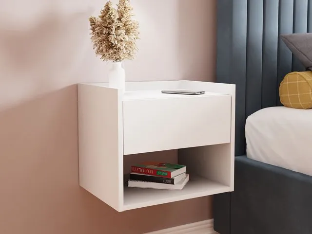 Photos - Storage Сabinet GFW Harmony White Wall Mounted Pair of Bedside Tables bedsidetables&cabine