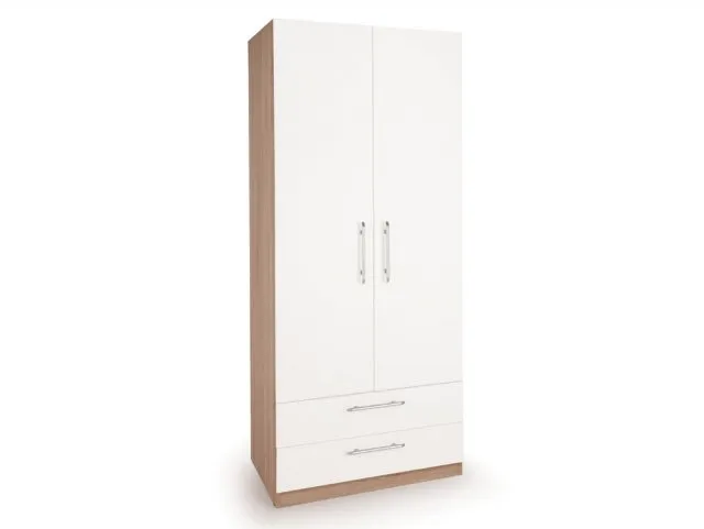 Harmony Hyde White and Oak 2 Door 2 Drawer Double Wardrobe thumbnail