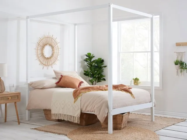 Birlea Furniture & Beds - Birlea Mercia White Four Poster Wooden Bed Frame - 5ft King Size thumbnail