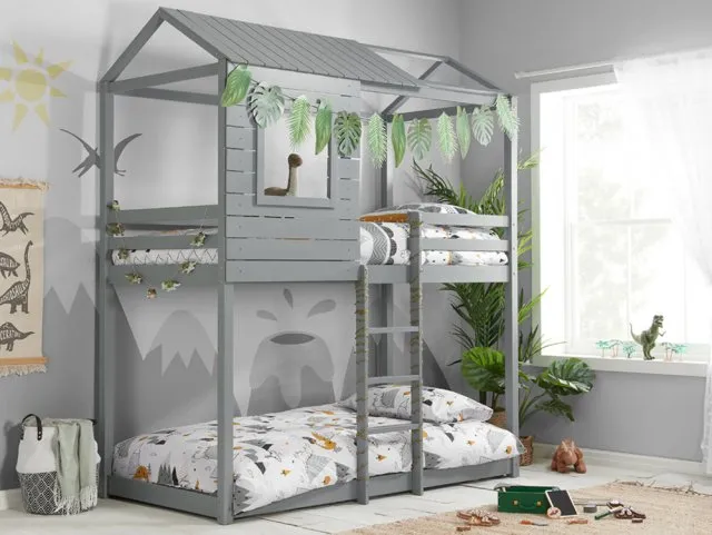 Birlea Furniture & Beds - Birlea Adventure Grey Wooden Bunk Bed Frame - 3ft Single thumbnail