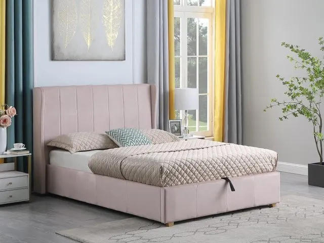 Seconique Amelia 4ft6 Double Pink Fabric Ottoman Bed Frame