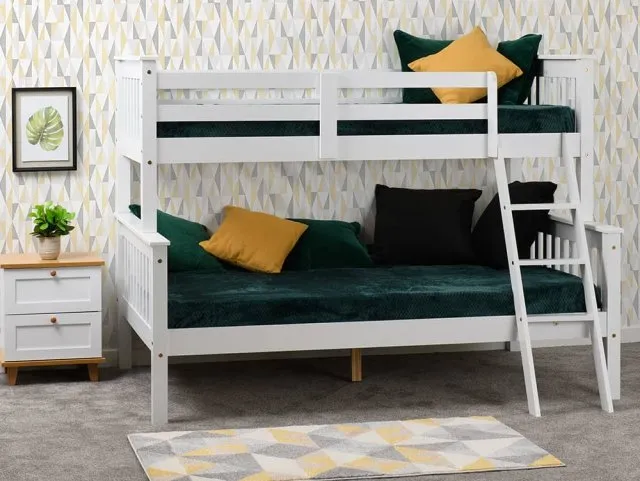 Photos - Bed Seconique Neptune 3ft plus 4ft White Wooden Bunk  Frame bunkbeds