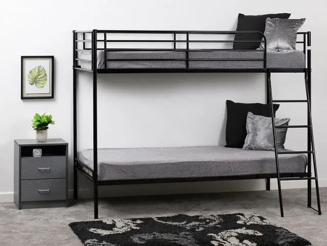 Photos - Bed Seconique Brandon 3ft Black Metal Bunk  Frame bunkbeds