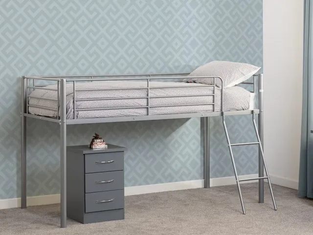 Photos - Bed Seconique Kora 3ft Single Silver Metal Mid Sleeper  Frame midsleepers