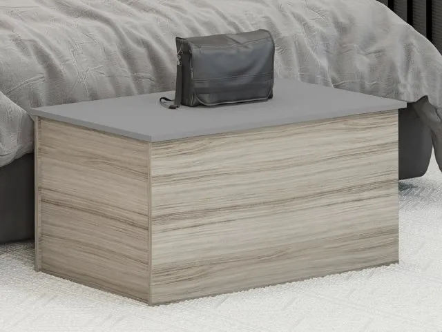 Photos - Other Furniture Seconique Nevada Grey Gloss and Oak Blanket Box blanketboxes