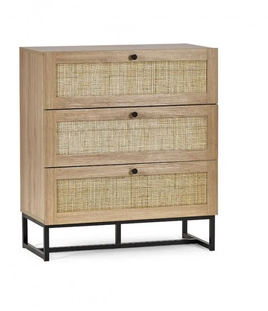 Photos - Other Furniture Julian Bowen Padstow Rattan and Oak 3 Drawer Chest of Drawers chestsofdraw 