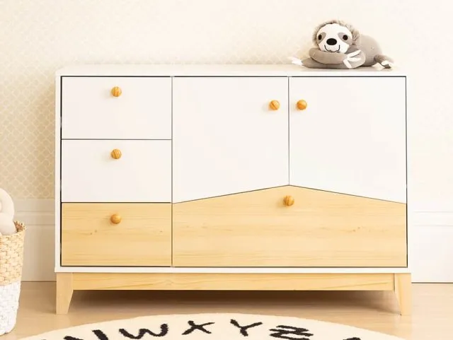 Seconique Cody White and Pine 2 Door 4 Drawer Storage Unit thumbnail