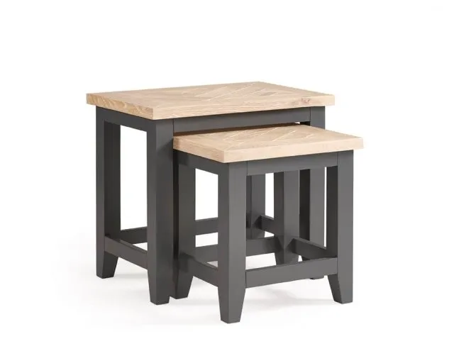 Julian Bowen Bordeaux Grey and Oak Wooden Nest of Tables Assembled