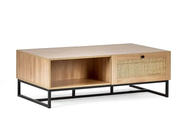 Julian Bowen Padstow Rattan and Oak 2 Drawer Coffee table