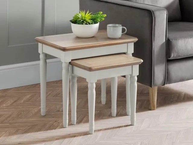 Julian Bowen Provence Grey and Oak Nest of Tables Assembled