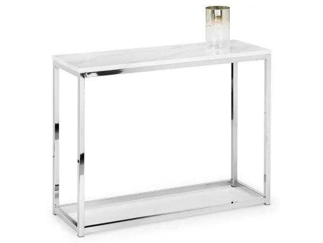 Photos - Coffee Table Julian Bowen Scala Marble Effect and Chrome Console Table consoletables 