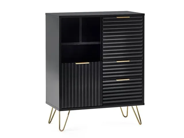 Julian Bowen Murano Black and Gold 2 Door 2 Drawer Sideboard thumbnail